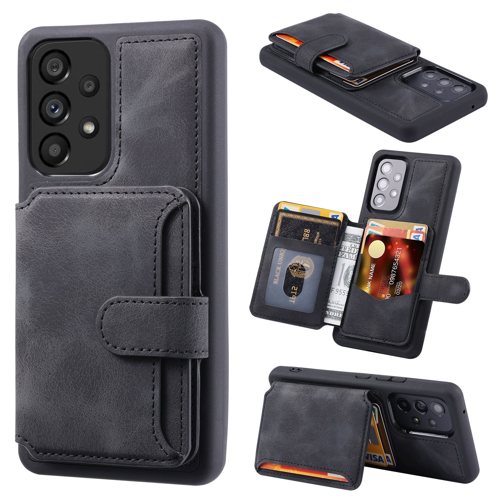 For Samsung Galaxy A52 5G / 4G / A52s 5G RFID Blocking Wallet Phone Case Leather Coated TPU Kickstand Cover For Samsung Galaxy A52 5G / 4G / A52s 5G RFID Blocking Wallet Phone Case Leather Coated TPU Kickstand Cover